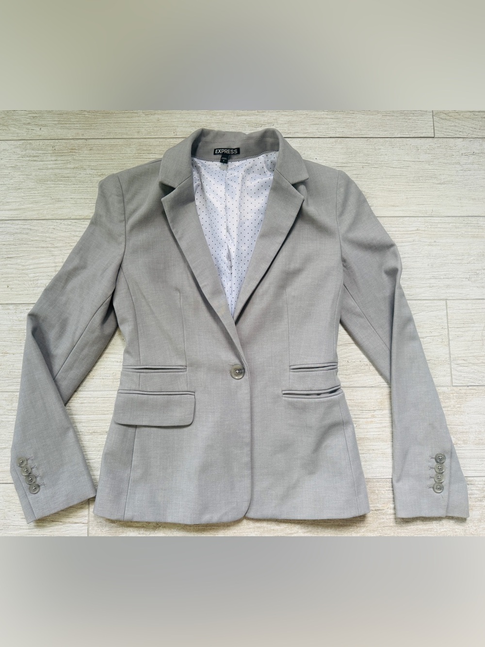 Women's Light Gray Single-Button Blazer